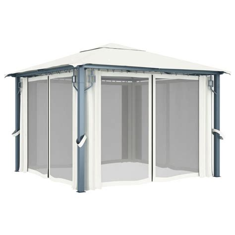 Gazebo Con Tenda X Cm Crema Alluminio