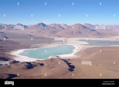 Laguna Verde (Green Lake) with salt playa and Andes from Licancabur ...