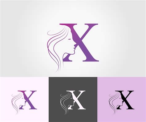 Premium Vector X Letter Beauty Face Hair Salon Logo Design Vector