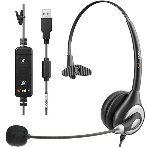 Amazon.com: Wantek Corded USB Headsets Mono with Noise Cancelling Mic ...