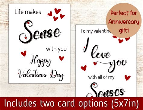 5 Senses Gift Tags, Cards and Ideas. Anniversary Gift, Valentine's Gift ...