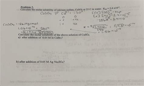 Solved Calculate The Molar Solubility Of Calcium Sulfate Chegg