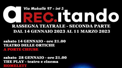 Torna La Rassegna Rec Itando Seconda Tranche Per La Rassegna Teatrale