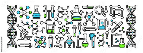 Chemistry tools banner. Outline illustration of chemistry tools vector ...