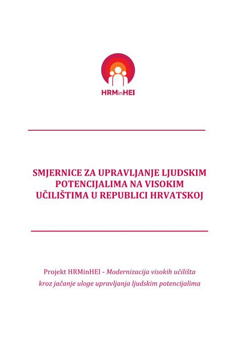 Pdf Smjernice Za Upravljanje Ljudskim Potencijalima Na Uvod