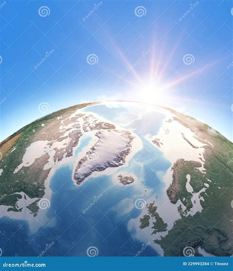 Physical Earth Map of North Pole Stock Illustration - Illustration of