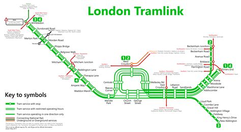 London Tram Lines Map. Updated 2025.