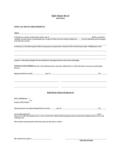 46 Free Quit Claim Deed Forms And Templates Templatelab