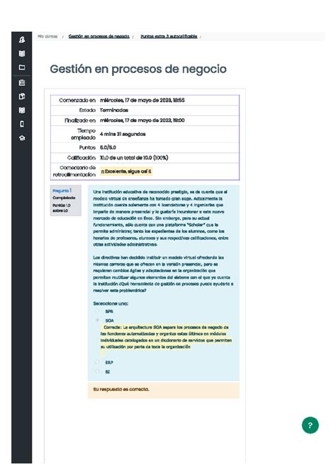 Punto Extra Autocalificable Senama 3 Gestión En Procesos De Negocio Gestion En Procesos De