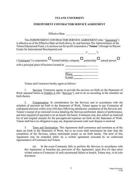 Free Printable Service Contract Templates