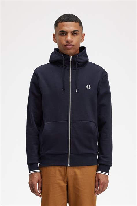 Hooded Zip Through Sweatshirt - Navy | Men's Sweatshirts |Sports ...