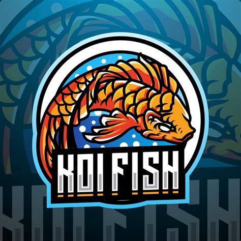 Création De Logo De Mascotte De Poisson Koi Esport Vecteur Premium