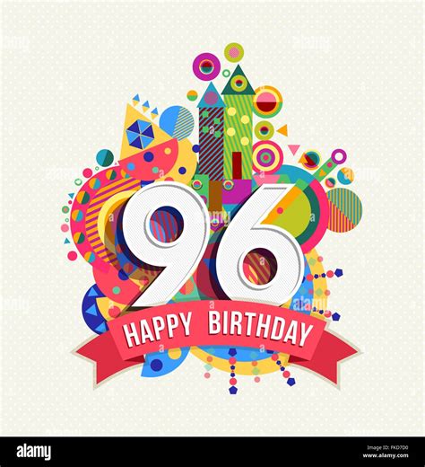 Happy Birthday 96 96 Jahr Spaß Feier Geburtstag Grußkarte Mit Nummer