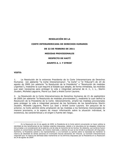 ResoluciÓn De La Corte Interamericana De Derechos Humanos De 22 De