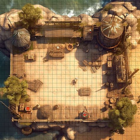 Beach Outpost Battle Map Dnd Battle Map D D Battlemap Dungeons And