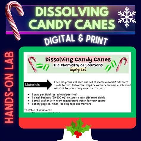 Holiday Stem Activity Candy Cane Dissolving Lab Hands On Chemistry