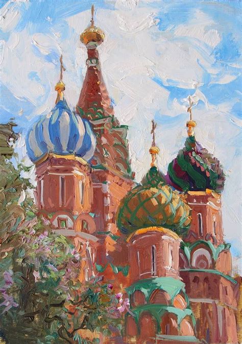 St Basils Cathedral In Moscow Painting Painting Abstract Portrait