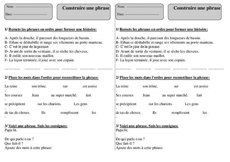 Construire Une Phrase Exercices Ce1 Grammaire Pass Education Hot Sex