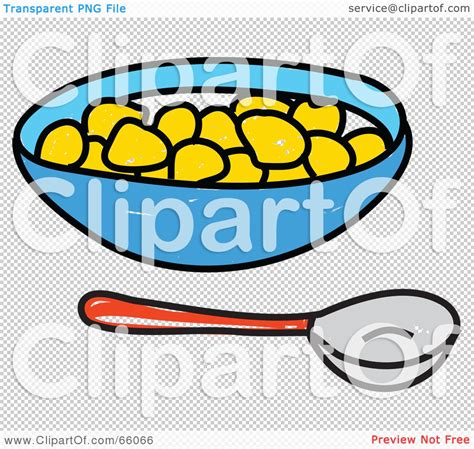 Royalty-Free (RF) Clipart Illustration of a Sketched Spoon By A Bowl Of ...