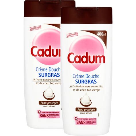 CADUM Crème douche surgras huile d amande douce bio et coco bio 2x400ml