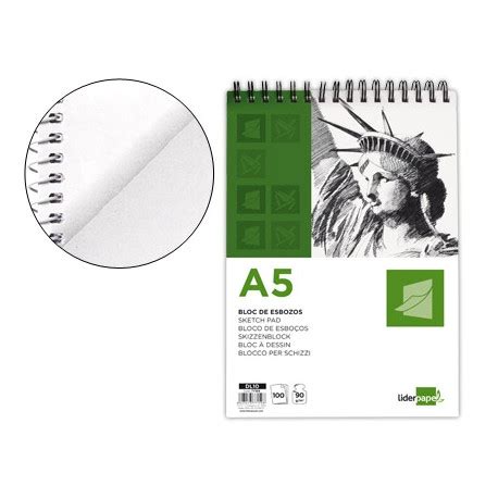 BLOC DIBUJO LIDERPAPEL ESBOZOS ESPIRAL A5 148X210 MM 100 HOJAS 90GR M2