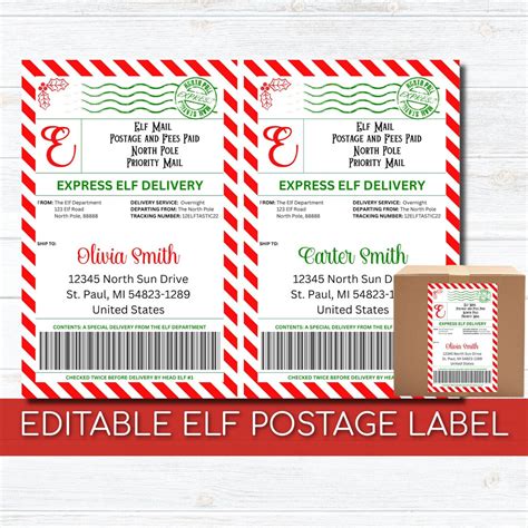 Elf Labels Elf Mail Shipping Label Elf Accessories Elf - Etsy