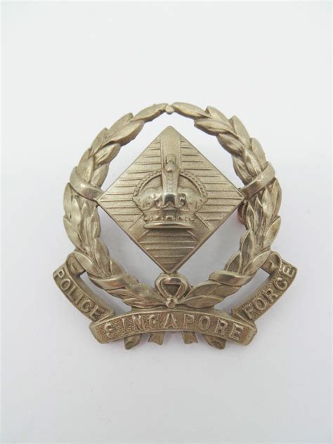 Obsolete Singapore Police Force Cap Badge - King's Crown in ...