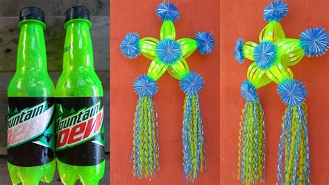 Recycled Plastic Bottle Mountain Dew And Drinking Straw Into Christmas