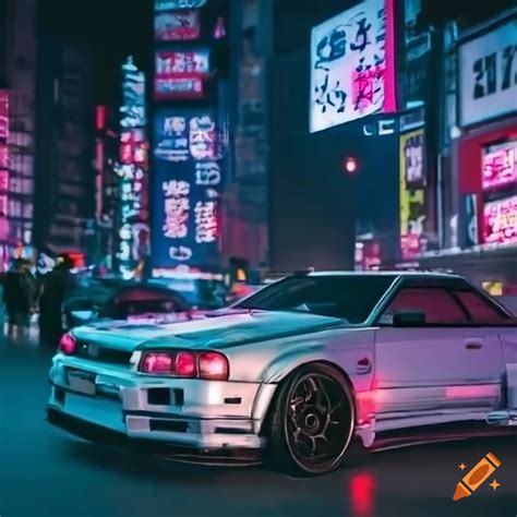 Drifting Nissan Skyline R34 In Tokyo At Night On Craiyon