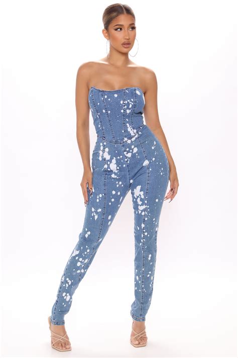 Casey Bestie Denim Jumpsuit Medium Wash Fashion Nova Jumpsuits