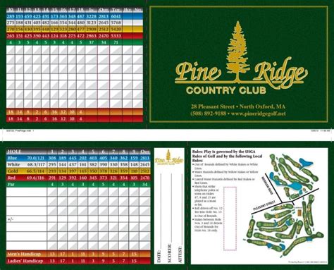 Scorecard/Course Layout | Pine Ridge Country Club