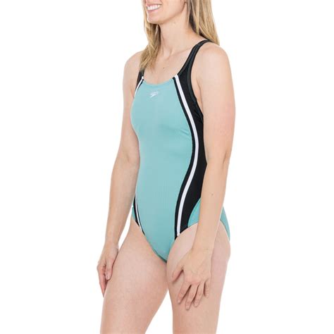 Speedo Quantum Splice Ribbed One Piece Swimsuit Upf 50 Save 68