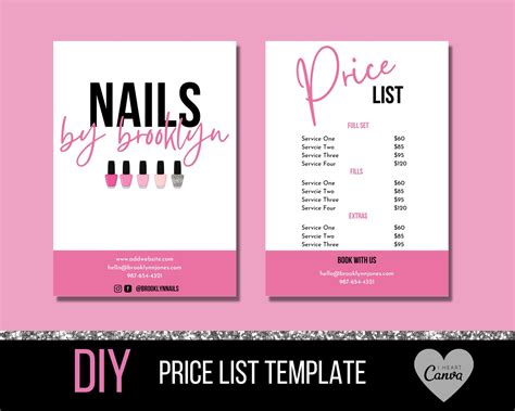 Nail Price List Template Nbkomputer