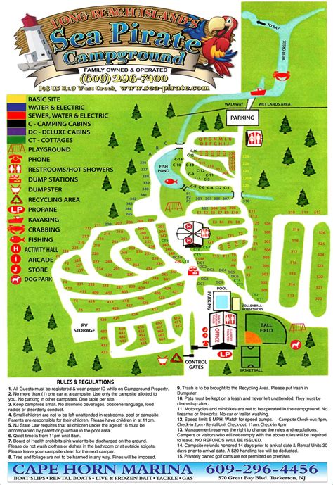 Camp Map of Sea Pirate Campground, Long Beach Island Jersey Shore