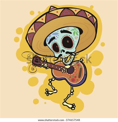 Skeleton Playing Guitar Stock Vector Royalty Free 374657548 Shutterstock