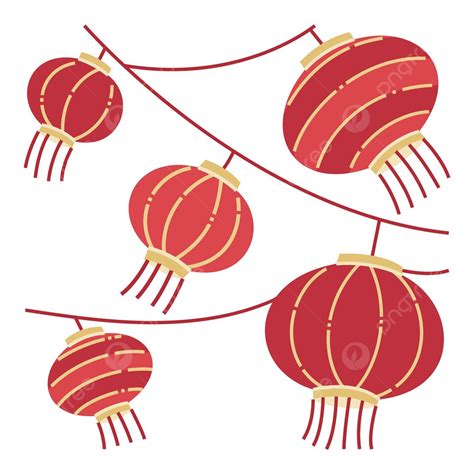 Chinese Red Lantern Decorative Flat Illustration Greeting Illustration Traditional Vector