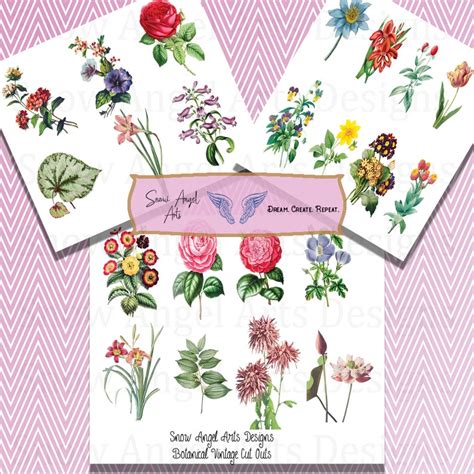 Fussy Cut Flowers Collage Sheet Fussy Cut Digital Printable Etsy