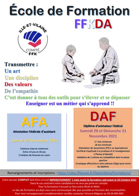 FORMATION AFA DAF Comité Départemental d Ille et Vilaine de Karaté et