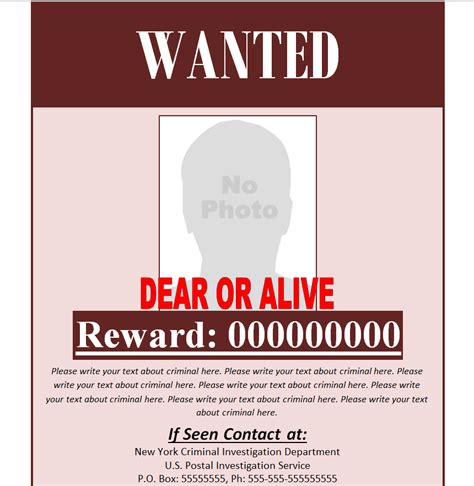 Top 14 BEST Wanted Poster Templates in MS WORD - Daily LIfe Docs