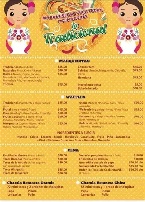 Carta del café Marquesitas Yucatecas Iguala del la Independencia