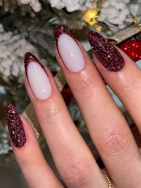 Chic Red French Tip Nails For A Sophisticated Look Red Sparkle