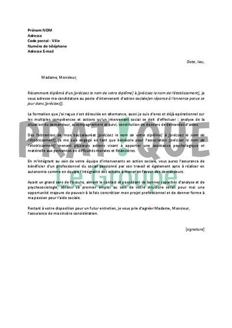 Lettre De Motivation Pour Un Emploi D Intervenant D Action Sociale