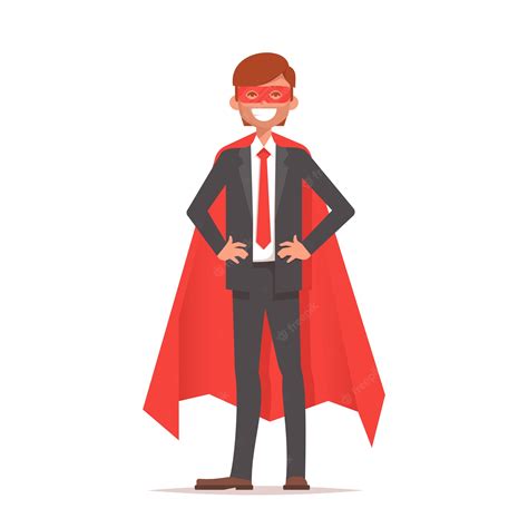 Premium Vector Businessman Or Office Worker Superhero In A Red Cloak