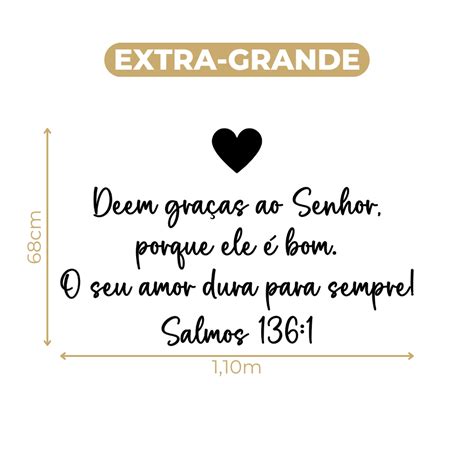 Frase Decorativa Em MDF Salmos 136 1 LOJA HFXDIGITAL