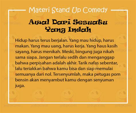 Materi Stand Up Comedy Tentang Perpisahan YEDEPE