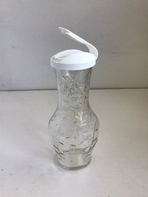 Vintage Good Seasons Clear Glass Cruet With White Lid Etsy