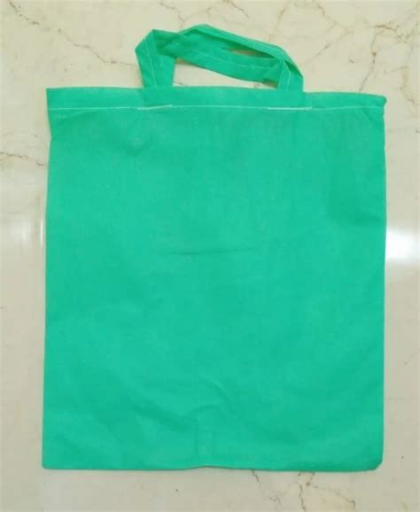 Green Loop Handle Bags Non Woven Plain Cloth Carry Bag For Grocery At