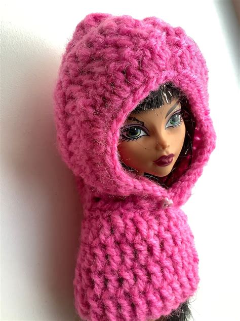 Digital Crochet Pattern Monster High Doll Clothes Hooded Snood Download