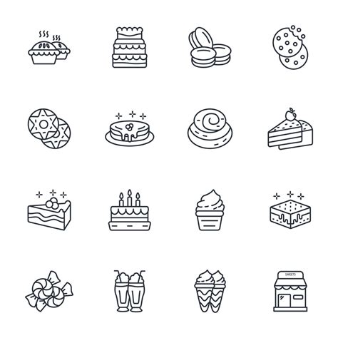 Dessert Icons Set Dessert Pack Symbol Vector Elements For Infographic