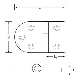 Charnière asymétrique 81x64x4 en inox 316